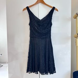 Express lace mini flare dress in black